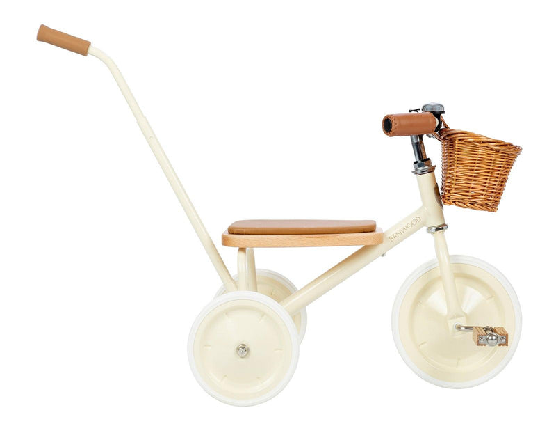 Banwood Toodler Trike Cream push handle - Available at www.tenlittle.com