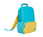 Side View of Ten Little Recycled Backpack - 15 Inch Teal & Yellow - Available at www.tenlittle.com