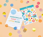 Personalize you ten little kicks with Ten Little Specialty Stickers Party - Available at www.tenllittle.com