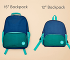 Ten Little Recycled Backpack - 12 Inch and 15 Inch Navy & Green - Available at www.tenlittle.com