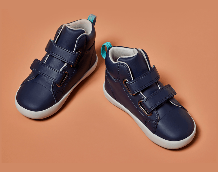 Front and side view or Ten Little Everyday High Top - True Navy. Available at www.tenlittle.com