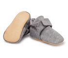 Ten Little Everyday Baby Booties Heather Gray Back and Front View - Available at www.tenlittle.com