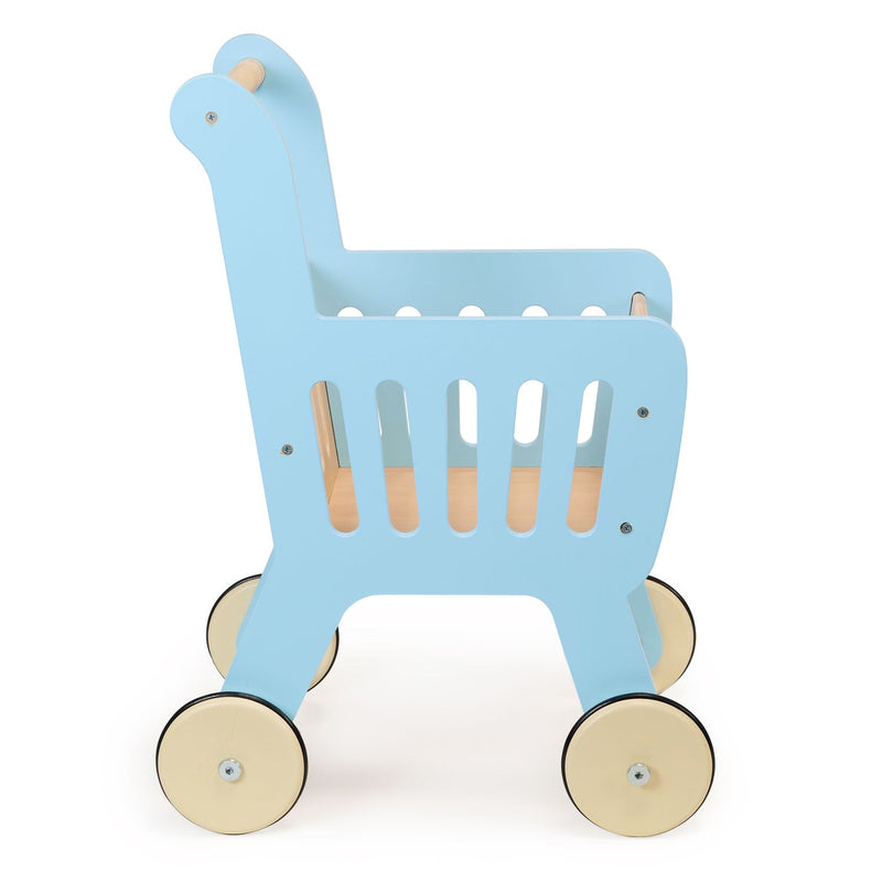 Wooden store shopping trolley