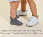 Baby wearing Ten Little Everyday Baby Booties - Heather Gray. Available at www.tenlittle.com