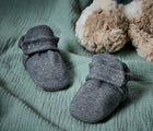 Front view of Ten Little Everyday Baby Booties - Heather Gray. Available at www.tenlittle.com