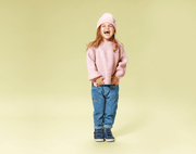 Girl wearing Ten Little Everyday High Top - True Navy. Available at www.tenlittle.com