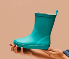 GIF flexing Ten Little Rain Boots Teal - Available at www.tenlittle.com