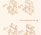 Guidelines for how to fasten the Piccalio's Kitchen Tower Safety Net to the Convertible kitchen Tower. Available from www.tenlittle.com