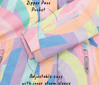 Zipper Pass Pocket, Adjustable with inner storm sleeve - Therm Snowrider Deep Winter Coat - Rainbow Stripe. Available at www.tenlittle.com