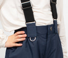 Close up - Kid wearing - Waterproof and Windproof - Therm - Snowrider Convertible Snow Pants - Navy - Available at www.tenlittle.com