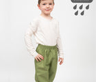 Boy wearing Therm Eco Waterproof & Windproof Splash Pant- Olive - Available at www.tenlittle.com