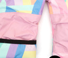 Reinforced Hem - Snow garter - Contoured Hood Snowrider One Piece Snowsuit - Rainbow Stripe- Available at www.tenlittle.com