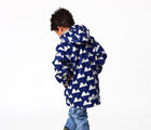 Back view - kid wearing Snapper Rock - Fleece Lined Recycled Waterproof Raincoat - mountain - Available at www.tenlittle.com