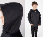 Close up hoodie boy wearing Therm All-Weather Hoodie - Black - Available at www.tenlittle.com