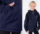 Close up pocket/Girl wearing Therm All-Weather Hoodie - Navy - Available at www.tenlittle.com
