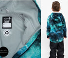 Lined with Mircrofleece - Back view of Therm All-Weather Hoodie - Surf - Available at www.tenlittle.com