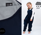 Girl wearing waterproof and windproof - Therm Eco Waterproof & Windproof Fleece Overalls - Navy - Available at www.tenlittle.com