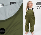 Lined with micro fleece/ Windproof and Waterproof Girl wearing - Therm Eco Waterproof & Windproof Fleece Overalls - Olive - Available at www.tenlittle.com