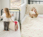 Child in bed using Bloomere Portable Bedding Set - Bloom - Available at www.tenlittle.com