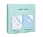 Aden + Anais Hooded Muslin Towels - 2 Pack - In a box - Space Explorers. Available at www.tenlittle.com
