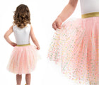 Front and back view - Close up Child Wearing Little Adventures Shimmer Tutu Pink - Available at www.tenlittle.com