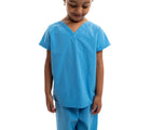 Child wearing blue Little adventures vet costume set. Available at www.tenlittle.com