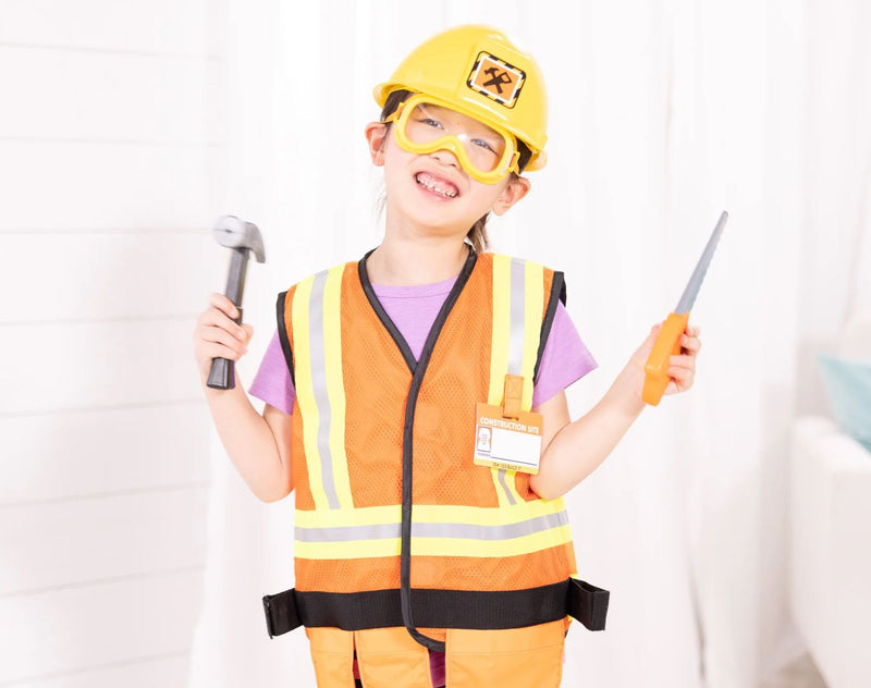  Construction Worker Costume Kids Role Play Dress up Set for 3 4  5 6 Years Toddlers Girls Boys Toys : Toys & Games