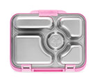 Yumbox Pink Stainless Steel Bento Box compartments. Available from www.tenlittle.com.