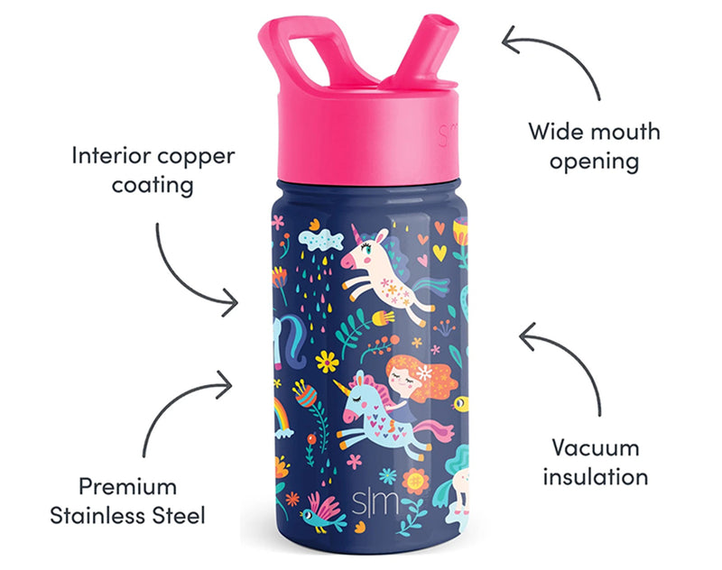 Simple Modern Kids Water Bottle with Straw Lid | Insulated Stainless Steel  Reusable Tumbler for Toddlers, Boys | Summit Collection | 14oz, Solar