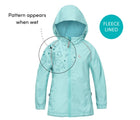 Pattern appears when wet - Fleece Lined - Therm SplashMagic Eco Fleece Rain Jacket - Aqua - Available at www.tenlittle.com