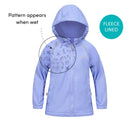 Pattern appears when wet - Fleece Lined - Therm SplashMagic Eco Fleece Rain Jacket - Purple - Available at www.tenlittle.com