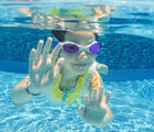 Child swimming with Splash Place Unicorn Tangle-Free Swim Goggles. Available from www.tenlittle.com