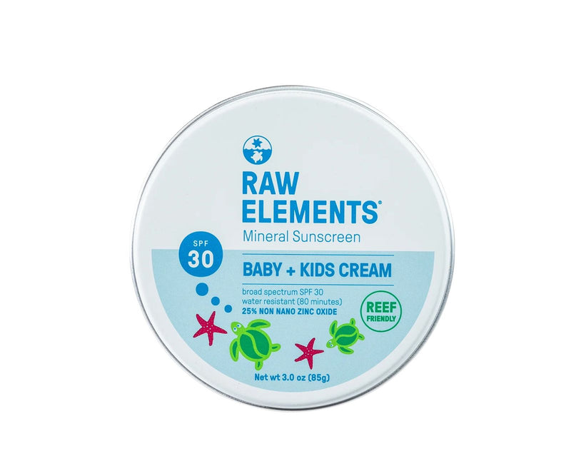 Raw Elements Baby & Kids Sunscreen Tin. Available from www.tenlittle.com