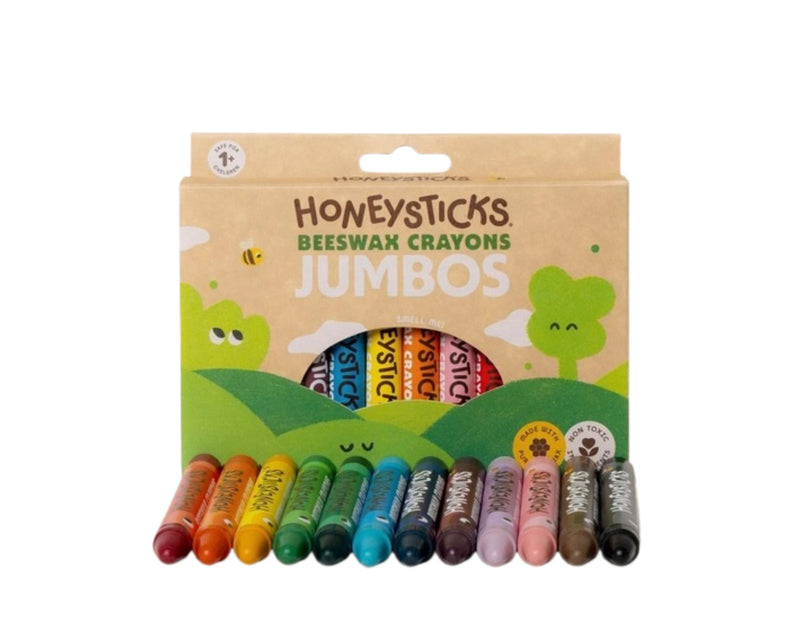 Honeysticks Natural Beeswax Crayons Jumbos - Set of 12. Available at www.tenlittle.com
