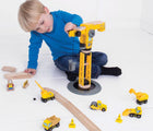 Boy playing Plan Toys Big Crane Construction Set - Available at www.tenlittle.com