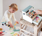 Girl playing with Tender Leaf General Store Cash Register - Available at www.tenlittle.com