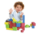 Child playing with Edushape Soft Blocks. Available from www.tenlittle.com.