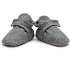 Front view of Ten Little Everyday Baby Booties - Heather Gray. Available at www.tenlittle.com