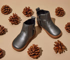 Ten Little Chelsea Boots in Metallic Gray. Available at www.tenlittle.com