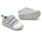 Front, side, and bottom outsole traction view of Ten Little First Walkers - Heather Gray. Available at www.tenlittle.com