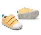 Front, side, and bottom outsole traction view of Ten Little First Walkers - Soft Yellow. Available at www.tenlittle.com