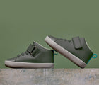 Side view of Ten Little Mid Top Sneakers - Khaki Green. Available at www.tenlittle.com