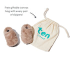 Free giftable canvas bag with every pair of slippers - Ten Little Cozy Slippers. Available at www.tenlittle.com