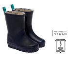 Side and front view of APMA and Peta-approved Ten Little Rain Boots - Navy. Available at www.tenlittle.com