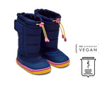 Side and front view of APMA and Peta-approved Ten Little Snow Boots - Navy Pink. Available from www.tenlittle.com