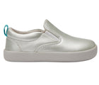 Side view of Ten Little Slip-On Sneakers - Moondust Silver. Available at www.tenlittle.com