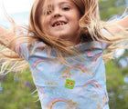 Child utilizing the NATPAT BuzzPatch Mosquito Repellent - 24 Patches on t-shirt. Available from www.tenlittle.com