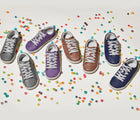 Ten Little Shoes Youth Classic Sneakers in Gray, Purple, Brown, and Navy with Cereal