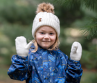 Child wearing Jan & Jul Knit Mittens in cream. Available from tenlittle.com