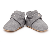 Front view of Ten Little Everyday Baby Booties - Heather Gray. Available at www.tenlittle.com